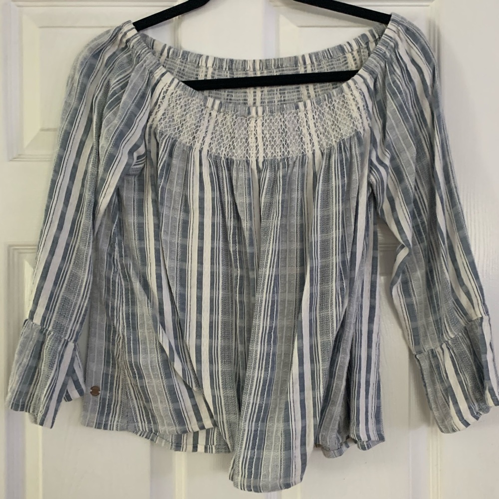 roxy off the shoulder long sleeve shirt